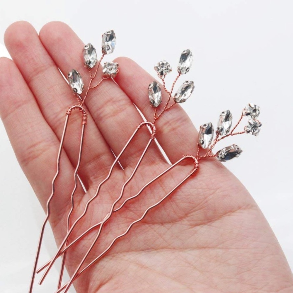 Rose Gold Crystal Hair Pins
